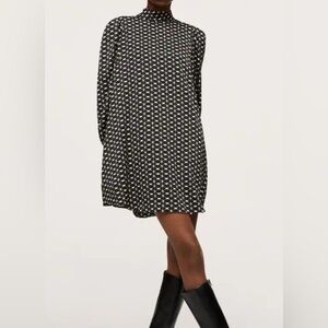 Mango Black and White Skater Knee-Length Dress
